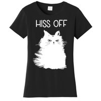 Gifts For Cat Lovers Women Men Funny Meow Cat Hiss Off Women's T-Shirt