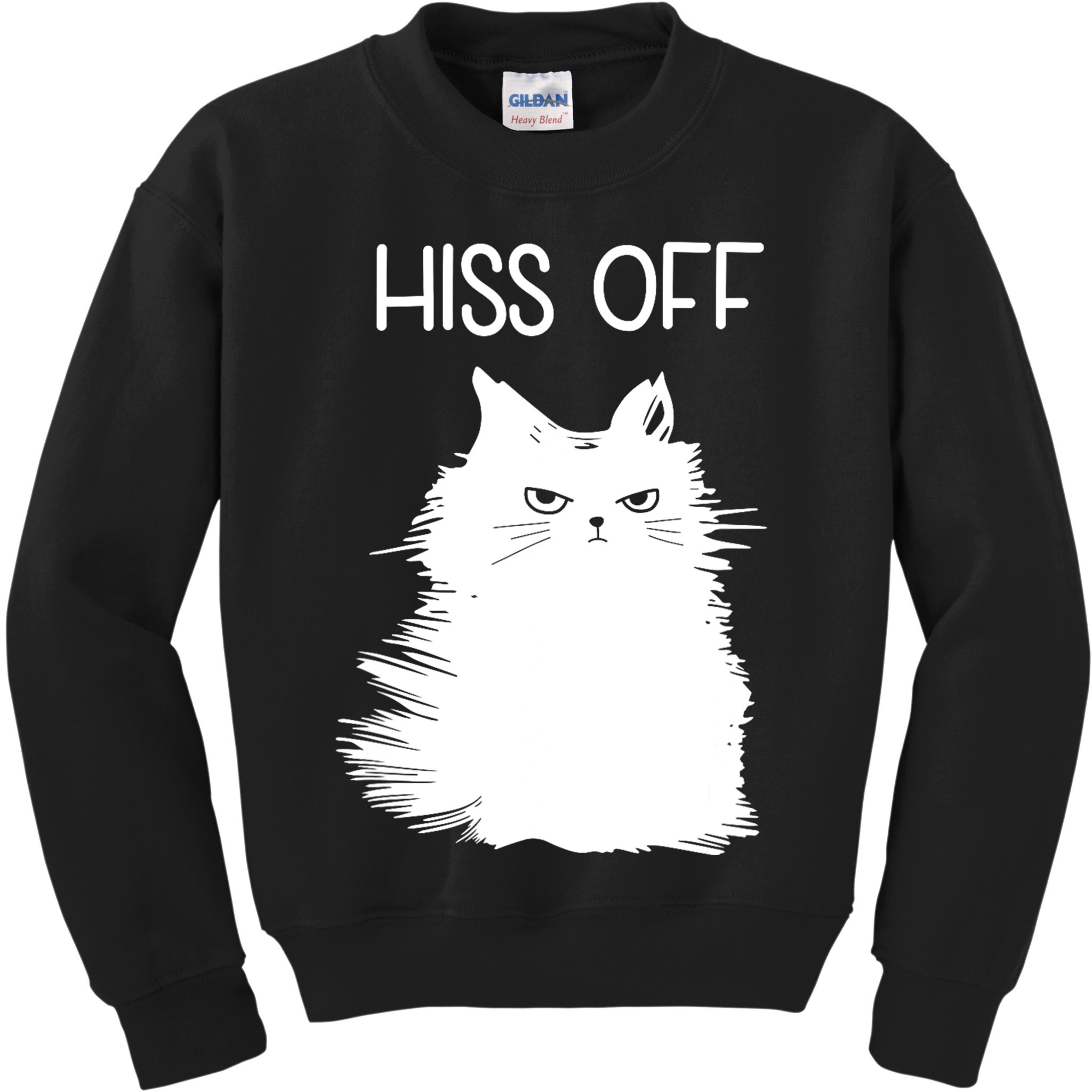 Gifts For Cat Lovers Women Men Funny Meow Cat Hiss Off Kids Sweatshirt