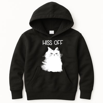 Gifts For Cat Lovers Women Men Funny Meow Cat Hiss Off Kids Hoodie