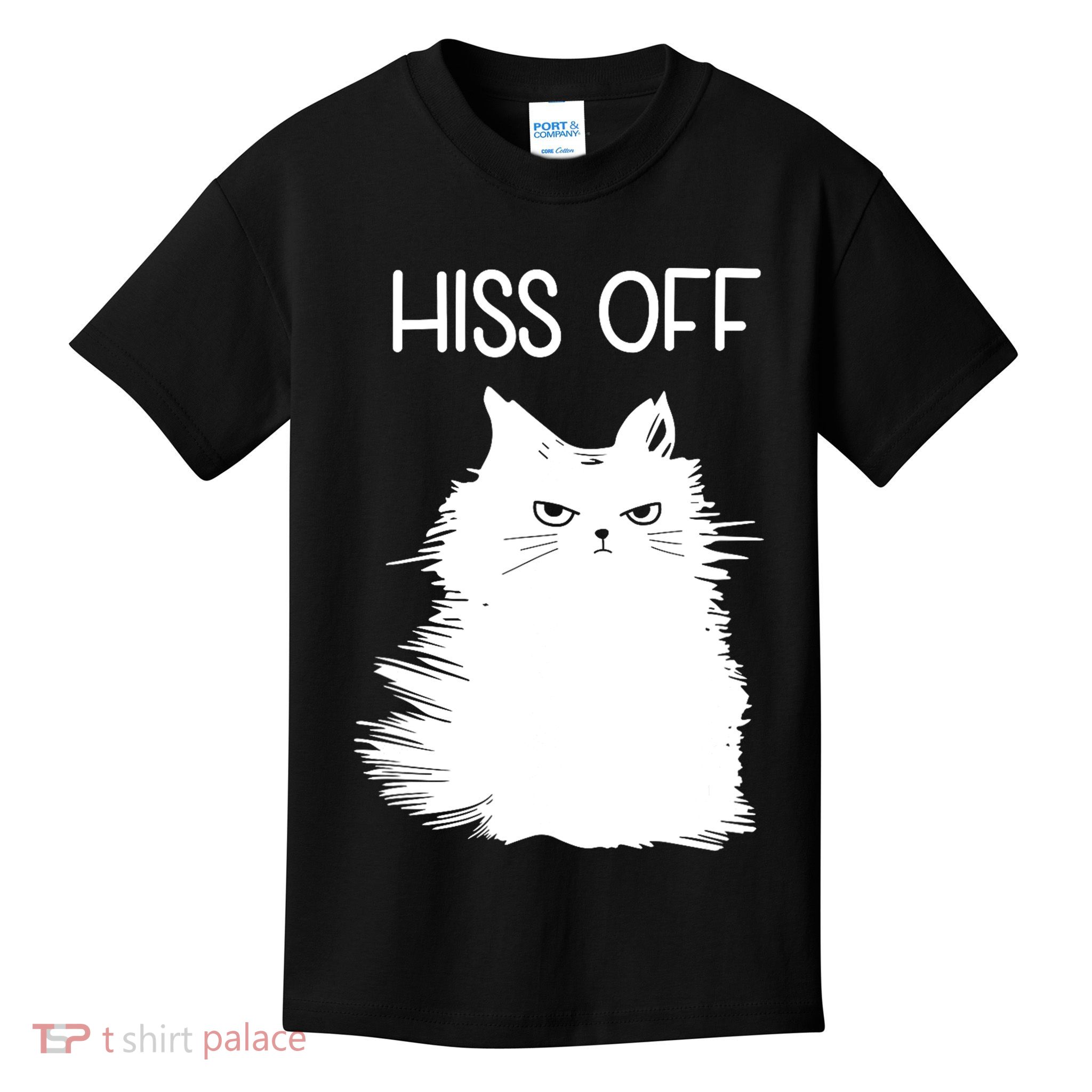 Gifts For Cat Lovers Women Men Funny Meow Cat Hiss Off Kids T-Shirt