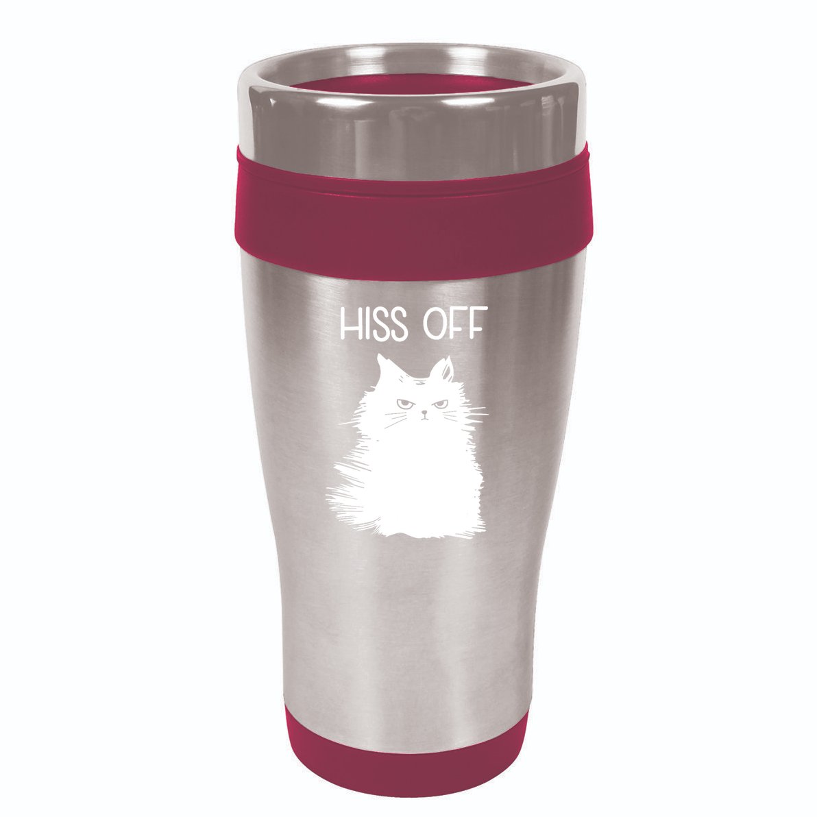 Gifts For Cat Lovers Women Men Funny Meow Cat Hiss Off 16oz Travel Tumbler