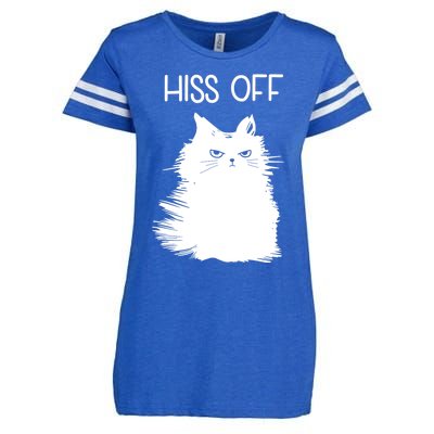 Gifts For Cat Lovers Women Men Funny Meow Cat Hiss Off Enza Ladies Jersey Football T-Shirt