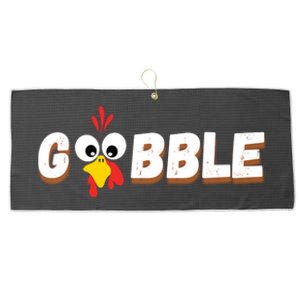 Gobble Funny Cute Turkey Face Cute Turkey Family Thanksgiving Thanksgivings Large Microfiber Waffle Golf Towel