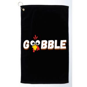 Gobble Funny Cute Turkey Face Cute Turkey Family Thanksgiving Thanksgivings Platinum Collection Golf Towel