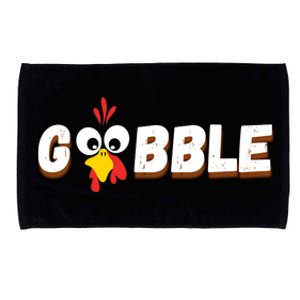 Gobble Funny Cute Turkey Face Cute Turkey Family Thanksgiving Thanksgivings Microfiber Hand Towel