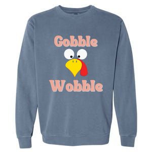 Gobble Funny Cute Turkey Face Cute Turkey Family Thanksgiving Thanksgivings Garment-Dyed Sweatshirt