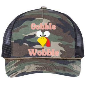 Gobble Funny Cute Turkey Face Cute Turkey Family Thanksgiving Thanksgivings Retro Rope Trucker Hat Cap