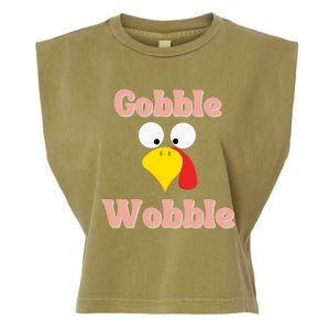 Gobble Funny Cute Turkey Face Cute Turkey Family Thanksgiving Thanksgivings Garment-Dyed Women's Muscle Tee