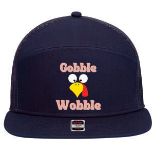 Gobble Funny Cute Turkey Face Cute Turkey Family Thanksgiving Thanksgivings 7 Panel Mesh Trucker Snapback Hat