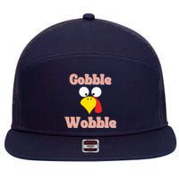 Gobble Funny Cute Turkey Face Cute Turkey Family Thanksgiving Thanksgivings 7 Panel Mesh Trucker Snapback Hat