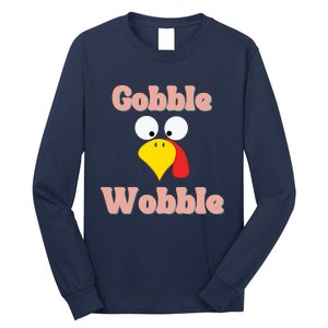 Gobble Funny Cute Turkey Face Cute Turkey Family Thanksgiving Thanksgivings Long Sleeve Shirt