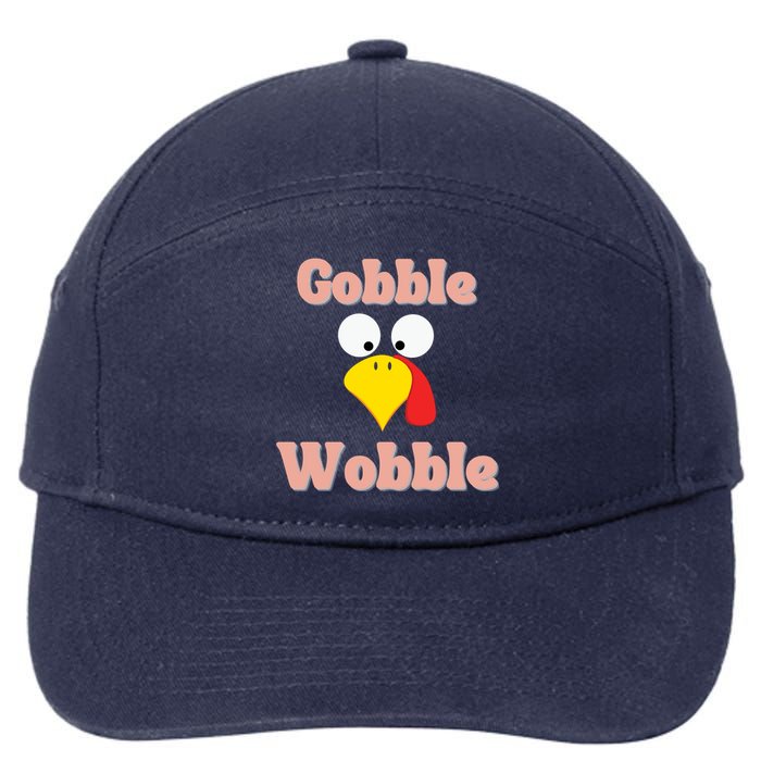 Gobble Funny Cute Turkey Face Cute Turkey Family Thanksgiving Thanksgivings 7-Panel Snapback Hat