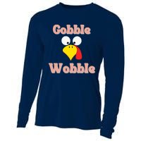 Gobble Funny Cute Turkey Face Cute Turkey Family Thanksgiving Thanksgivings Cooling Performance Long Sleeve Crew