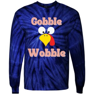 Gobble Funny Cute Turkey Face Cute Turkey Family Thanksgiving Thanksgivings Tie-Dye Long Sleeve Shirt