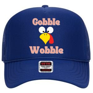 Gobble Funny Cute Turkey Face Cute Turkey Family Thanksgiving Thanksgivings High Crown Mesh Back Trucker Hat