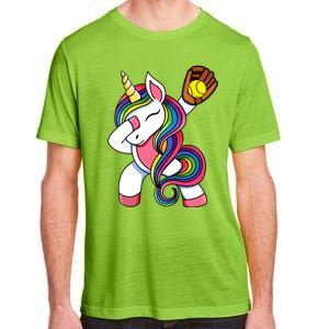 Girl Funny Dabbing Softball Unicorn Apparel Dab Adult ChromaSoft Performance T-Shirt