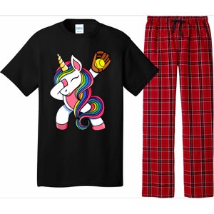 Girl Funny Dabbing Softball Unicorn Apparel Dab Pajama Set