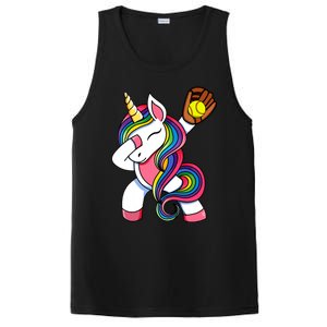 Girl Funny Dabbing Softball Unicorn Apparel Dab PosiCharge Competitor Tank