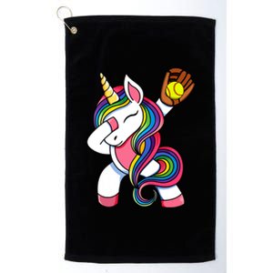 Girl Funny Dabbing Softball Unicorn Apparel Dab Platinum Collection Golf Towel