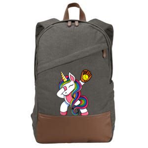 Girl Funny Dabbing Softball Unicorn Apparel Dab Cotton Canvas Backpack