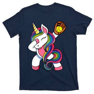 Girl Funny Dabbing Softball Unicorn Apparel Dab T-Shirt