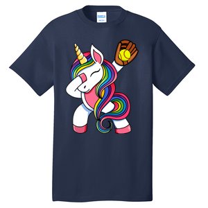 Girl Funny Dabbing Softball Unicorn Apparel Dab Tall T-Shirt