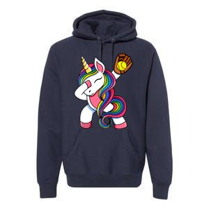 Girl Funny Dabbing Softball Unicorn Apparel Dab Premium Hoodie