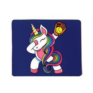 Girl Funny Dabbing Softball Unicorn Apparel Dab Mousepad