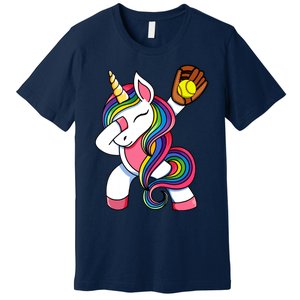 Girl Funny Dabbing Softball Unicorn Apparel Dab Premium T-Shirt