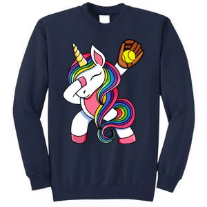 Girl Funny Dabbing Softball Unicorn Apparel Dab Tall Sweatshirt