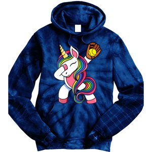 Girl Funny Dabbing Softball Unicorn Apparel Dab Tie Dye Hoodie