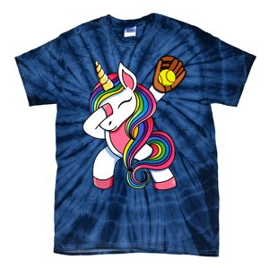 Girl Funny Dabbing Softball Unicorn Apparel Dab Tie-Dye T-Shirt