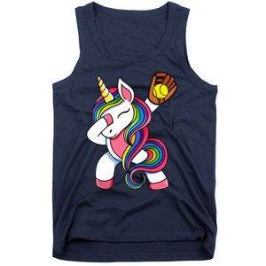 Girl Funny Dabbing Softball Unicorn Apparel Dab Tank Top