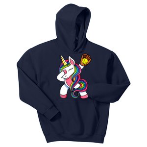 Girl Funny Dabbing Softball Unicorn Apparel Dab Kids Hoodie