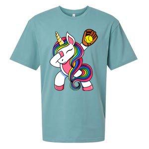 Girl Funny Dabbing Softball Unicorn Apparel Dab Sueded Cloud Jersey T-Shirt