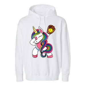 Girl Funny Dabbing Softball Unicorn Apparel Dab Garment-Dyed Fleece Hoodie