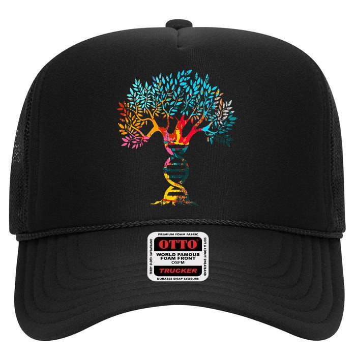 Genealogist Family Dna Lineage Researcher Genealogy Tree High Crown Mesh Back Trucker Hat