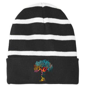 Genealogist Family Dna Lineage Researcher Genealogy Tree Striped Beanie with Solid Band