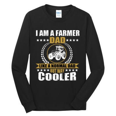 Great Farmer Dad Gift Tractor Farm Father Arable Farming Tall Long Sleeve T-Shirt