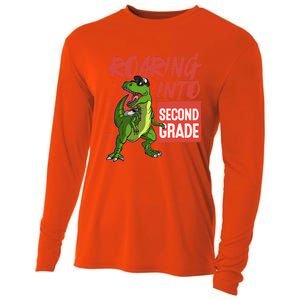 Gift For Dinosaur Roaring Into Second Grade Great Gift Cooling Performance Long Sleeve Crew