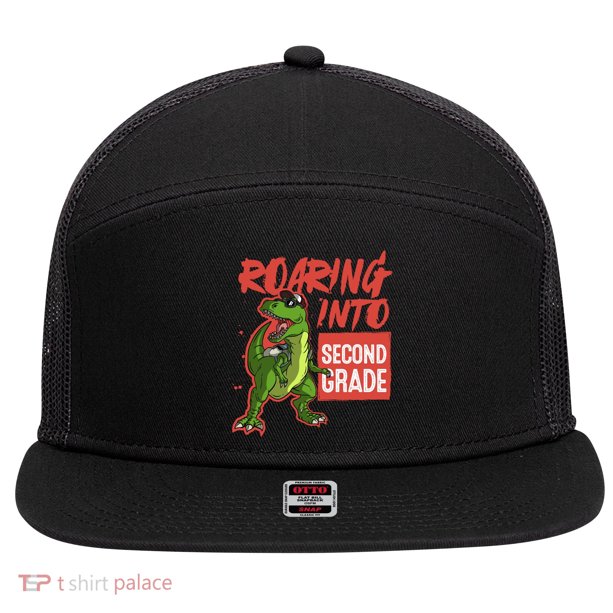 Gift For Dinosaur Roaring Into Second Grade Great Gift 7 Panel Mesh Trucker Snapback Hat