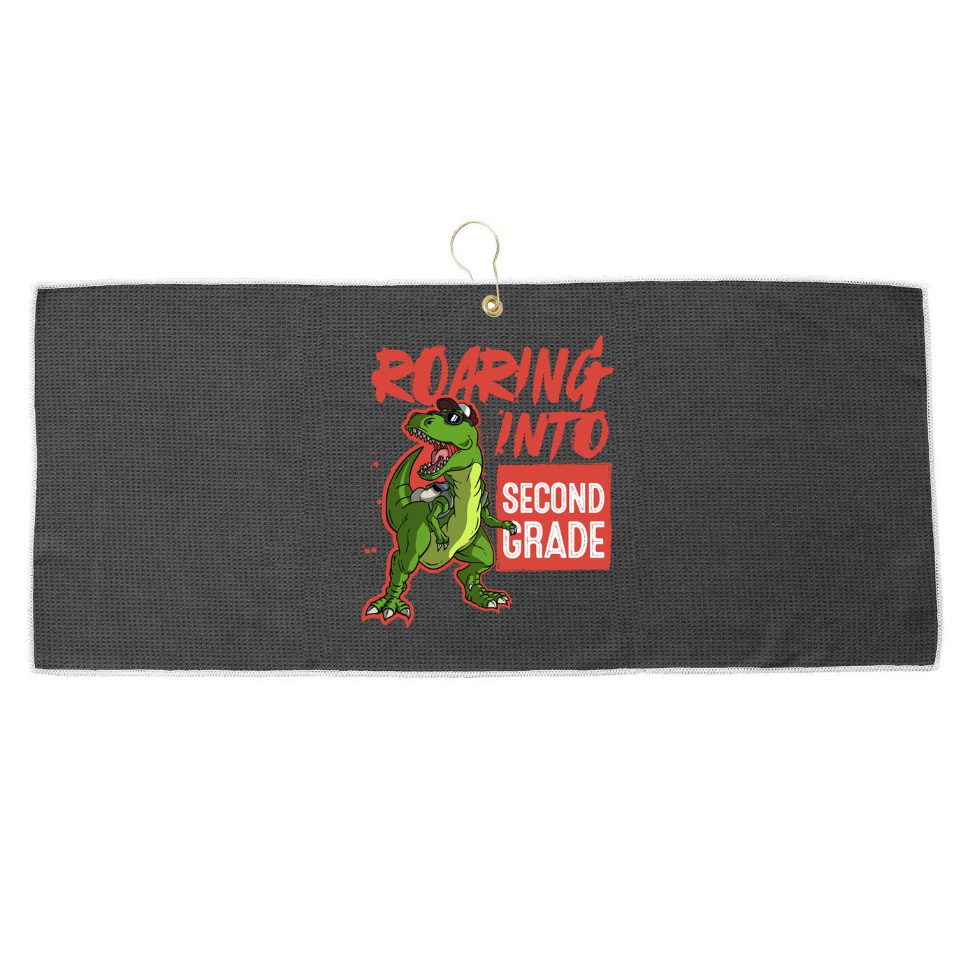 Gift For Dinosaur Roaring Into Second Grade Great Gift Large Microfiber Waffle Golf Towel