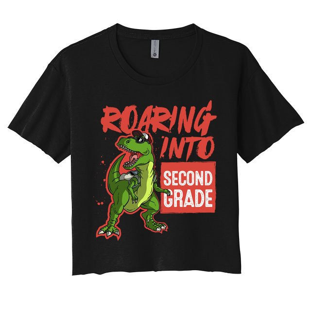 Gift For Dinosaur Roaring Into Second Grade Great Gift Crop Top