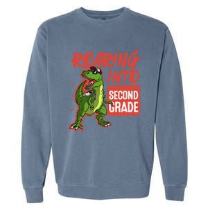 Gift For Dinosaur Roaring Into Second Grade Great Gift Garment-Dyed Sweatshirt