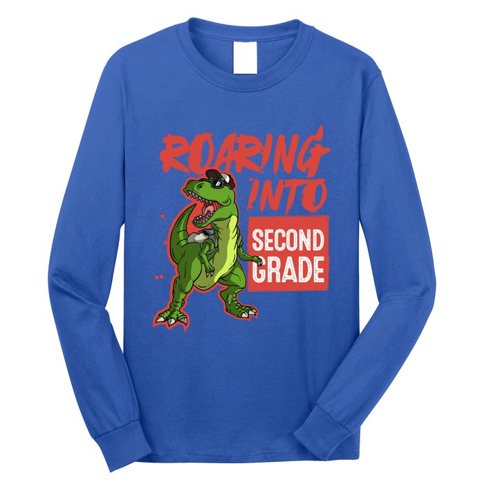 Gift For Dinosaur Roaring Into Second Grade Great Gift Long Sleeve Shirt