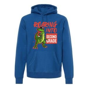 Gift For Dinosaur Roaring Into Second Grade Great Gift Premium Hoodie