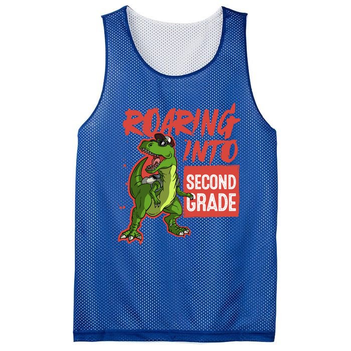 Gift For Dinosaur Roaring Into Second Grade Great Gift Mesh Reversible Basketball Jersey Tank