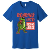 Gift For Dinosaur Roaring Into Second Grade Great Gift Premium T-Shirt