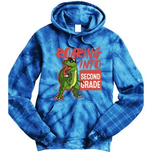 Gift For Dinosaur Roaring Into Second Grade Great Gift Tie Dye Hoodie