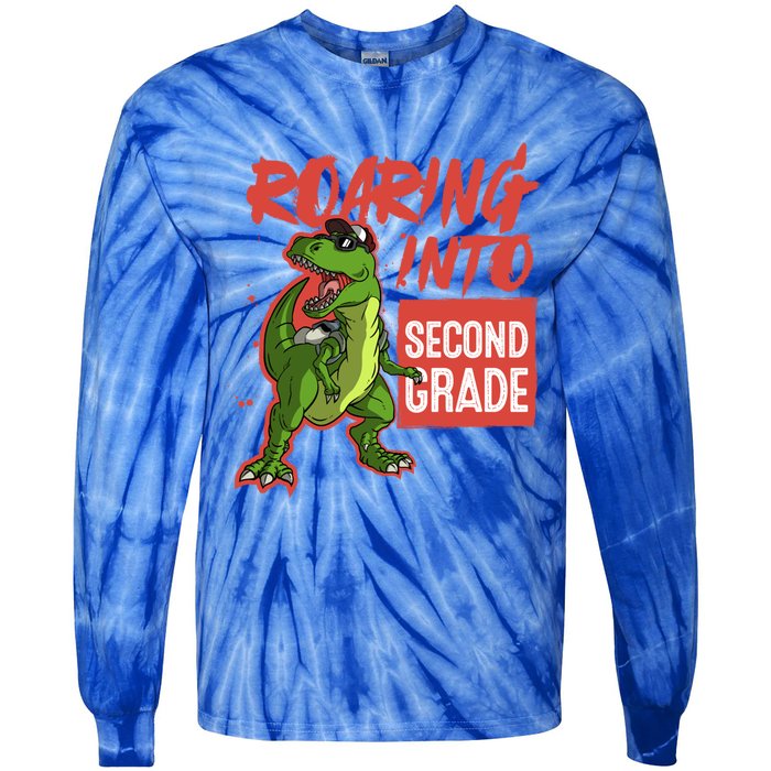 Gift For Dinosaur Roaring Into Second Grade Great Gift Tie-Dye Long Sleeve Shirt